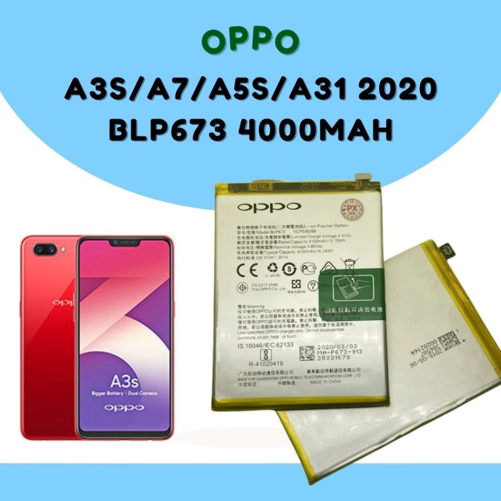 แบตเตอรี่ แท้ OPPO A3s A3 A5s A7 A31 A12 R17 BLP673 4230mAh รับประกัน 3 เดือน