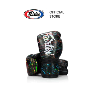 Fairtex นวมชกมวย BGV14 Black/Painter นวมต่อยมวยหนังไมโครไฟเบอร์ กระชับ เบา ทนทาน | Muay Thai Boxing Gloves