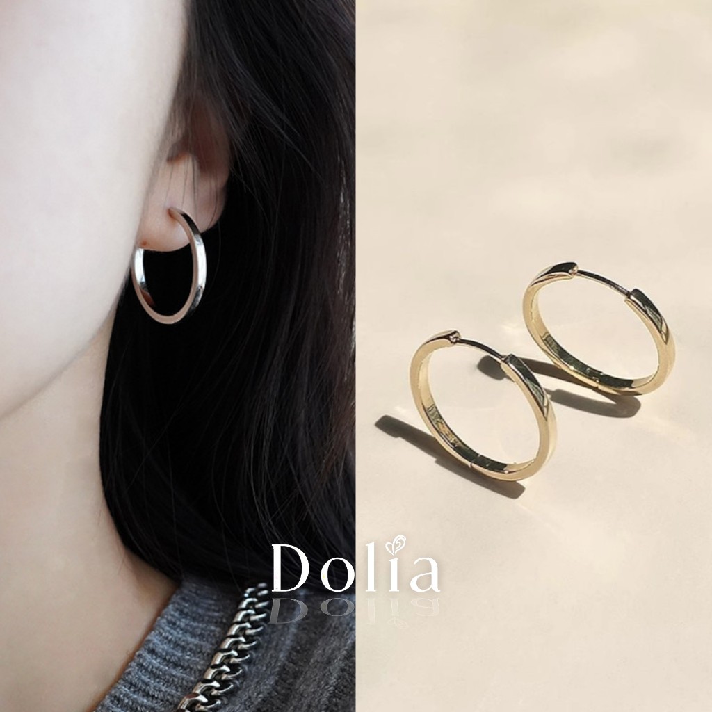 DOLIA [พร้อมส่งจากไทย] ต่างหูห่วงเงินแท้ S925 ต่างหูห่วงวงกลม ต่างหูสไตล์เกาหลี ราคาต่อ 1 คู่ A01-1