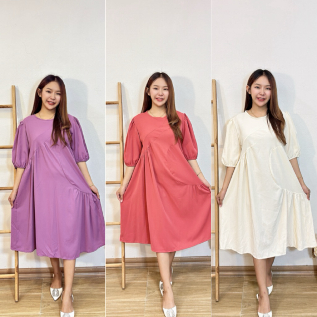 ชุดเดรสสไตล์เกาหลีลุคคุณหนูน่ารัก สีสวยตรงปกแพทเทิร์นเก๋