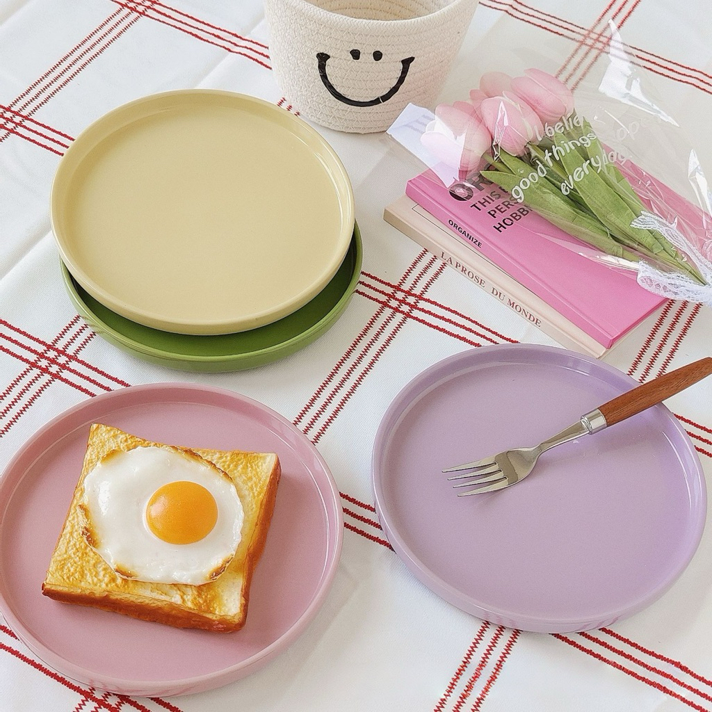 <พร้อมส่ง> #Link2 🥣 จาน Breakfast สีขาว 7นิ้ว เซรามิก มินิมอล เครื่องใช้ในครัว พร็อบถ่ายรูป