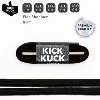 (หนา2ชั้น ไม่บาง พรีเมี่ยม) KICKKUCK (คิกคัก) เชือกรองเท้าสีดำ (black) (แบบแบน)FLAT ความยาว 90,120.140,160,180 cm.