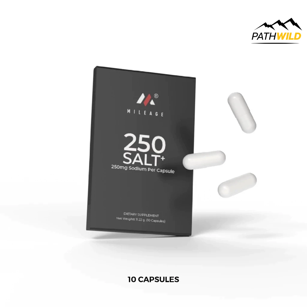 MILEAGE 250 SALT+ ELECTROLYTE CAPSULES เกลือแร่ชนิดเม็ด แบบแคปซูล สำหรับเล่นกีฬา ออกกำลัง เพื่อเติมเกลือแร่
