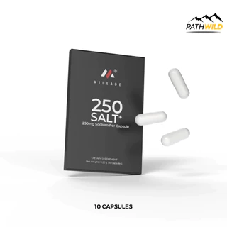 MILEAGE 250 SALT+ ELECTROLYTE CAPSULES เกลือแร่ชนิดเม็ด แบบแคปซูล สำหรับเล่นกีฬา ออกกำลัง เพื่อเติมเกลือแร่