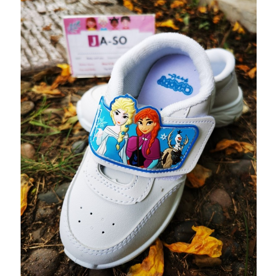 รองเท้าพละ ผ้าใบขาว  รองเท้านักเรียนหญิง รองเท้านักเรียน  เจ้าหญิง เอลซ่า Chappy Elsa CF-2566