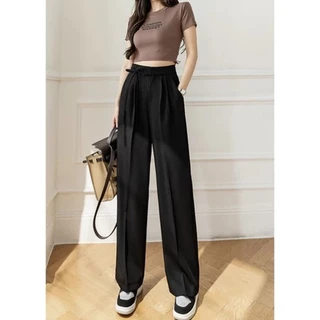 กางเกงสูทเอวสูงผูกโบว์สำหรับผู้หญิง มีพร้อมส่ง [S-2XL] กางเกงหรู เนื้อผ้าดี ทรงสวย