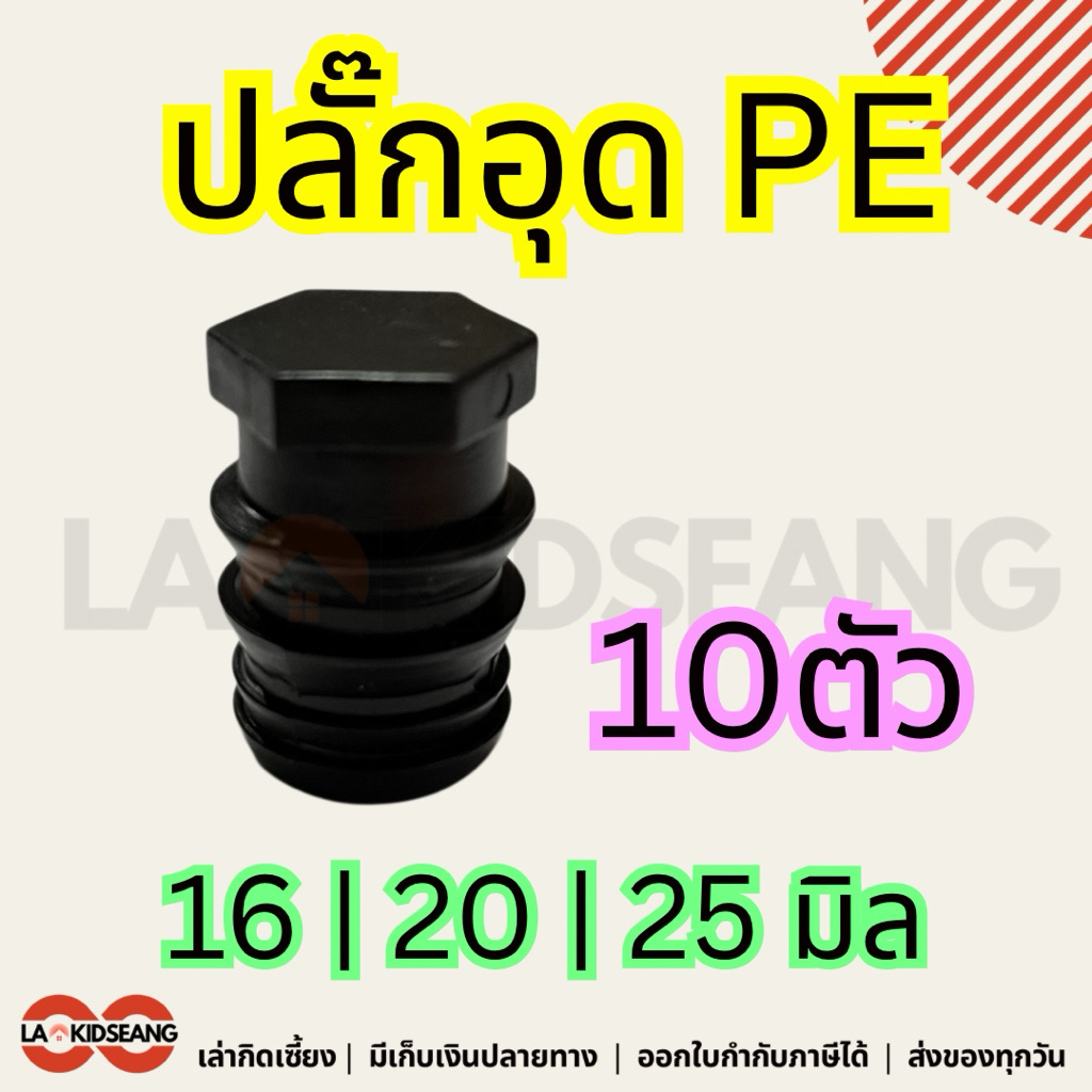 ข้อล็อคปิดปลาย PE ทรงหกเหลี่ยม ปลั๊กอุด (End Cap PE Hex) แพ็ค 10 ชิ้น | ขนาด 16 / 20 / 25 มิล