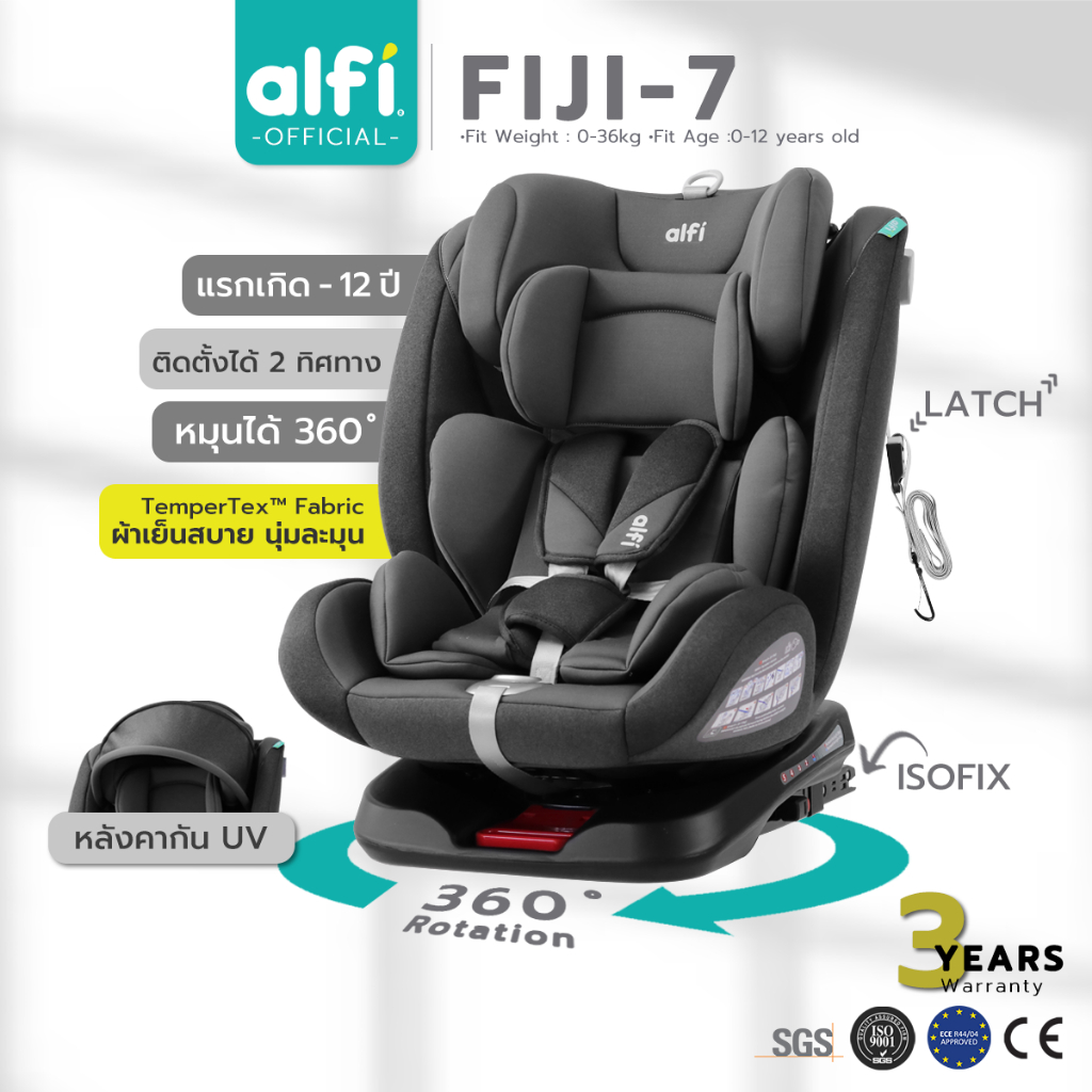 Alfi FIJI-7 คาร์ซีท 0-12 ปี หมุน 360 ISOFIX ปลอดภัยสูงสุด คุ้มค่าน่าใช้