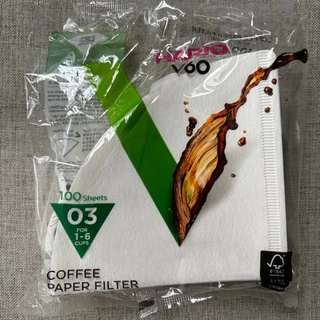 HARIO V60 Paper Filter กระดาษสำหรับดริปและกรองกาแฟ 100 แผ่นสีขาวและสีน้ำตาล HARIO