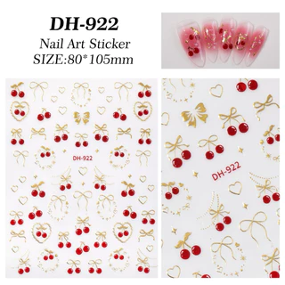สติกเกอร์ติดเล็บ สำหรับตกแต่งเล็บ ลายสตอเบอรี่ ลายเชอรี่ 3D แผ่นละ 9 บาท