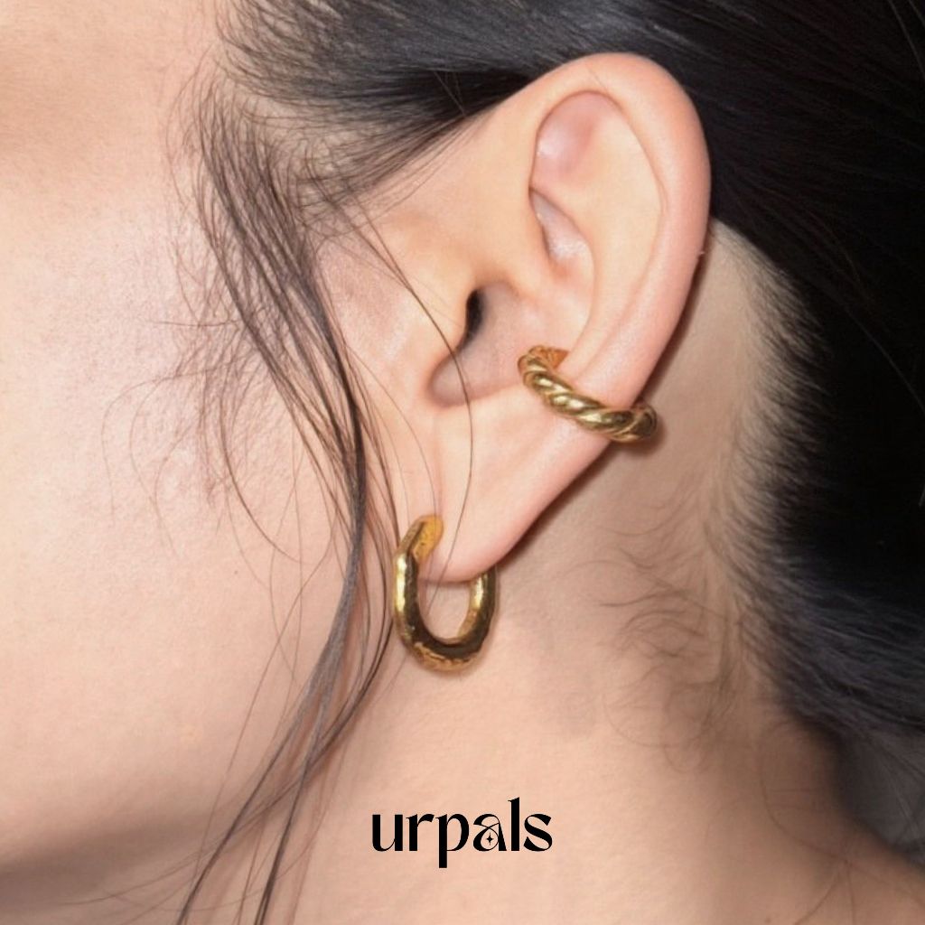 URPALS ต่างหูสายฝอ ต่างหูห่วง Stainless ชุบทอง 18K ดีไซน์เก๋ สไตล์มินิมอล ทนน้ำ ทนเหงื่อได้ดี ราคา ถูกที่สุด ดีลบีเคเค แกลเลอรีภาพที่ 4