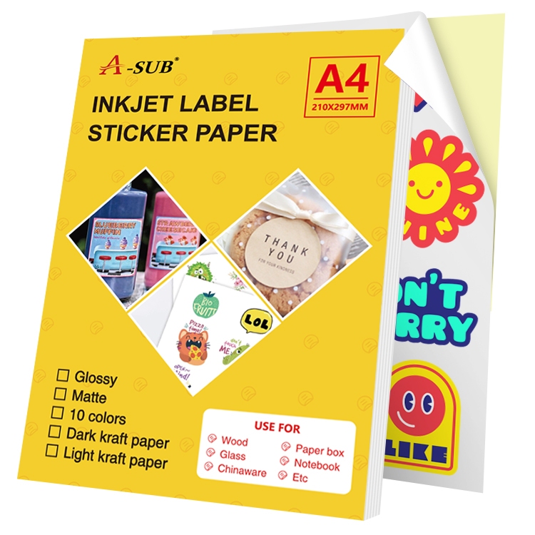A-SUB Sticker Paper สติ๊กเกอร์ A4 มีกาวในตัว 50 แผ่น Matte/Glossy พิมพ์ได้ด้วย Inkjet/Laser