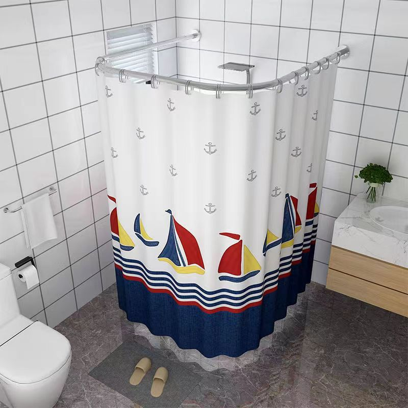 พร้อมส่ง🌷ผ้าม่านห้องน้ำ สไตล์มินิมอล กว้าง180 ซม. สูง200 ซม. กันเชื้อรา เจาะตาไก่มีห่วงพลาสติก (ราวซื้อแยก) - รูปที่ 4