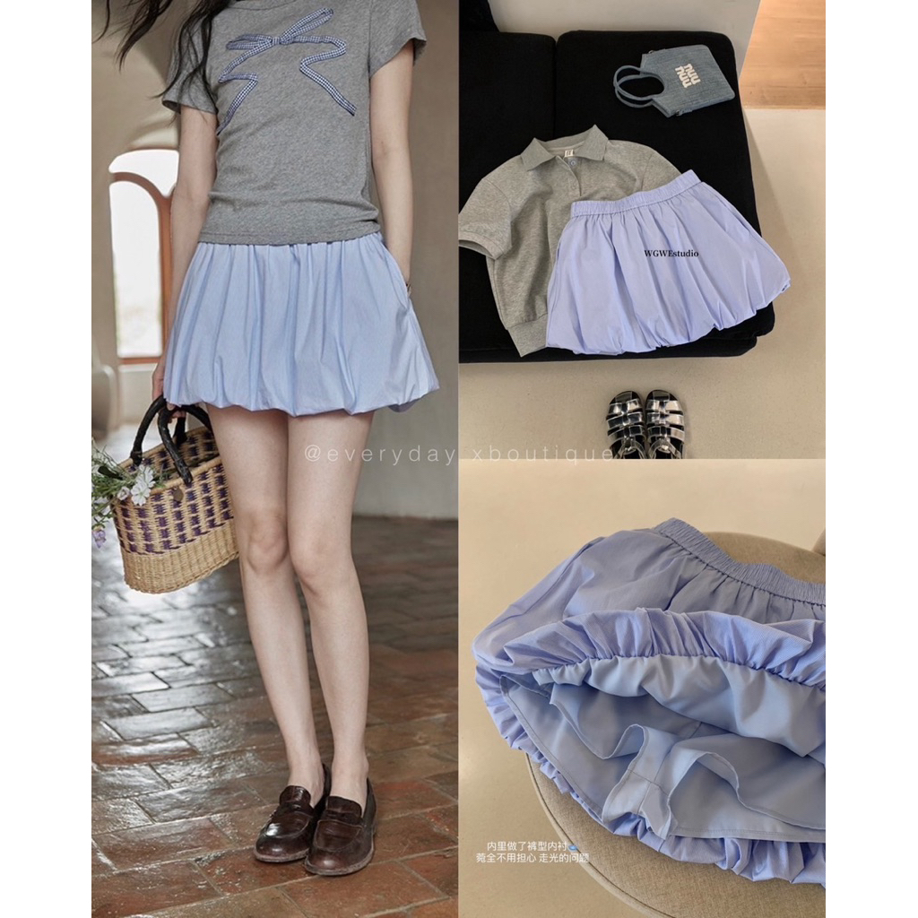 ✨ 𝑵𝒆𝒘 𝒄𝒐𝒍𝒍𝒆𝒄𝒕𝒊𝒐𝒏 ✨(S,M 450฿) Stripe Balloon skirt กระโปรงแพทเทิร์นบอลลูน งานเนื้อผ้าทอลายริ้ว ดีเทลเย็บซับในทั้งตัว