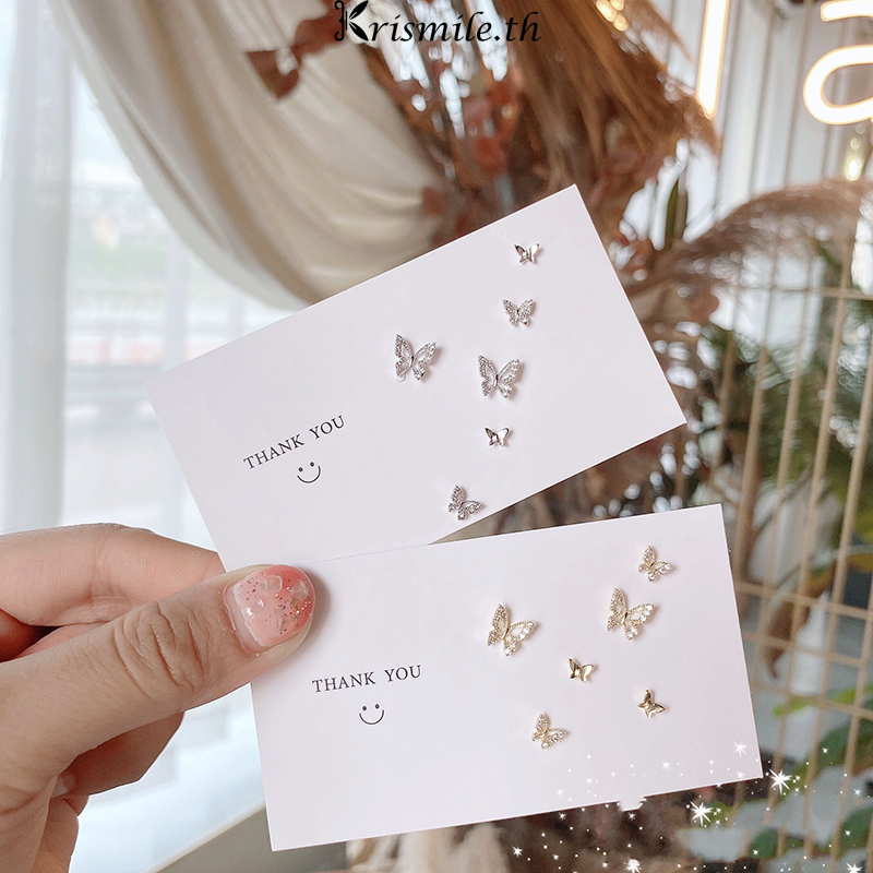 COD-ในไทย💖เซต3ชิ้น S925ต่างหูสตั๊ดรูปผีเสื้อ สไตล์หรูหราแสง สำหรับผู้หญิง เครื่องประดับแฟชั่น ไม่ทําให้แพ้ง่าย-Kri