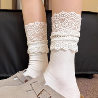 Spring💖ถุงเท้าแฟชั่นสำหรับผู้หญิง ถุงเท้าผู้หญิงแบบบาง สีพื้…