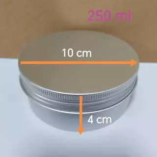[1 ใบ] ตลับอลูมิเนียม กระปุกอลูมิเนียม สีเงิน ฝาเกลียว 10/15/30/50/80/100/150/200/250 ml