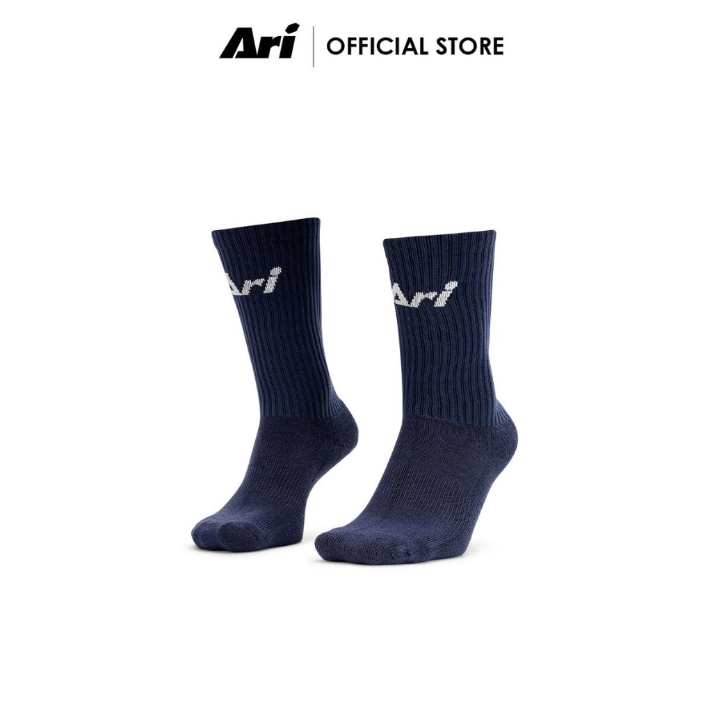 ARI CREW SOCKS - DARK NAVY (AAP0737-13) ถุงเท้าครึ่งแข้ง อาริ สีกรมท่า