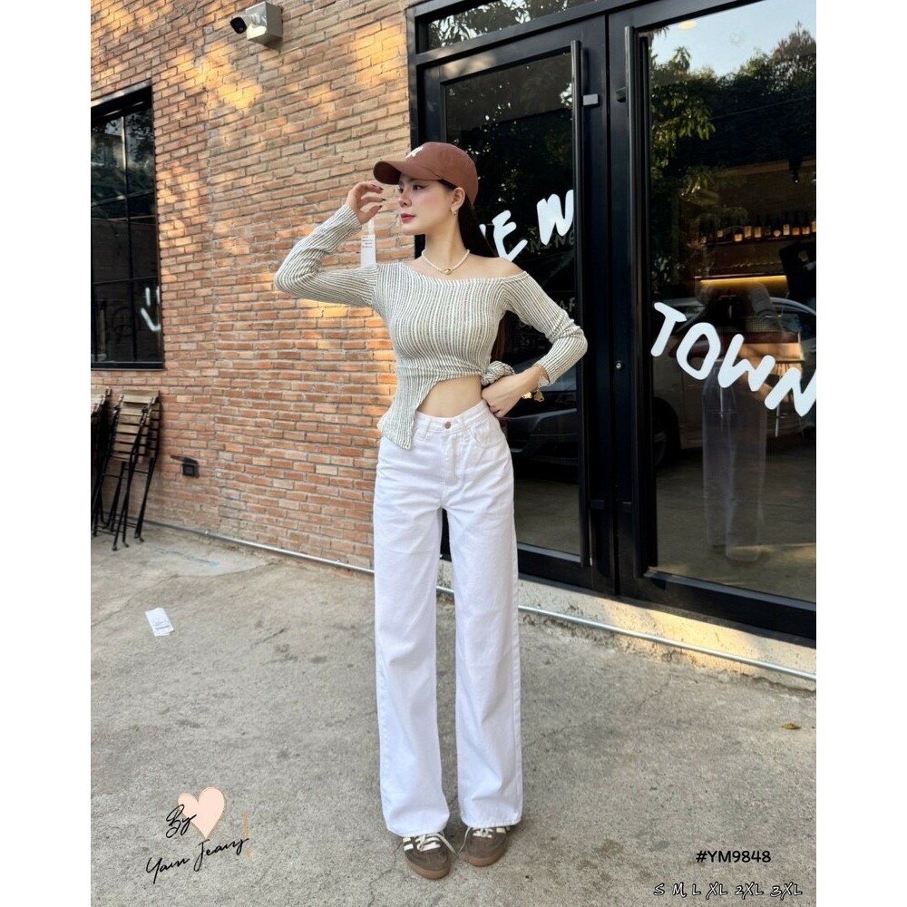 TwiceJeans กางเกงยีนส์ ผู้หญิง ทรงกระบอก Basic ผ้าไม่ยืด เอวสูง [Y-AM] ราคา ถูกที่สุด ดีลบีเคเค แกลเลอรีภาพที่ 5