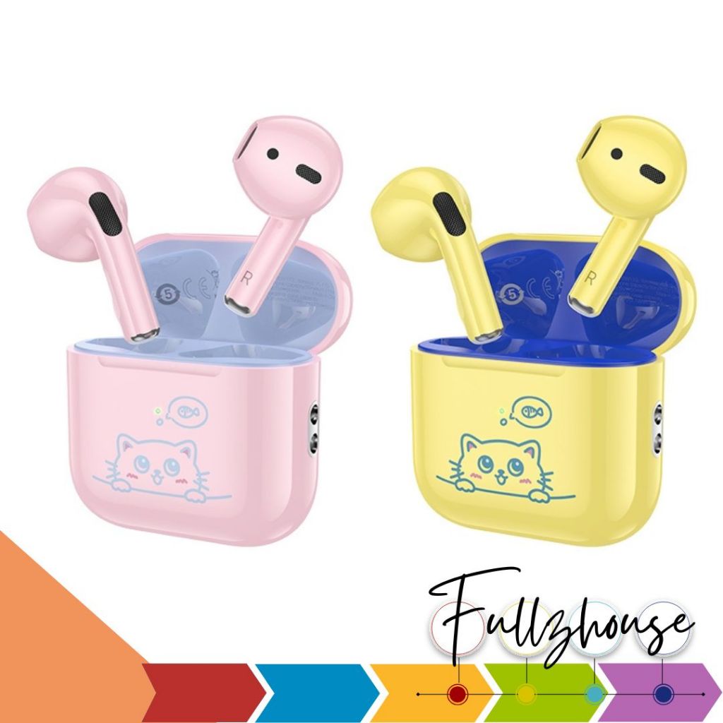 จัดส่งด่วน Hoco EW112 Bluetooth Headset V5.4 หูฟังไร้สายสำหรับเด็ก สีสันสดใสลายการ์ตูนน่ารัก