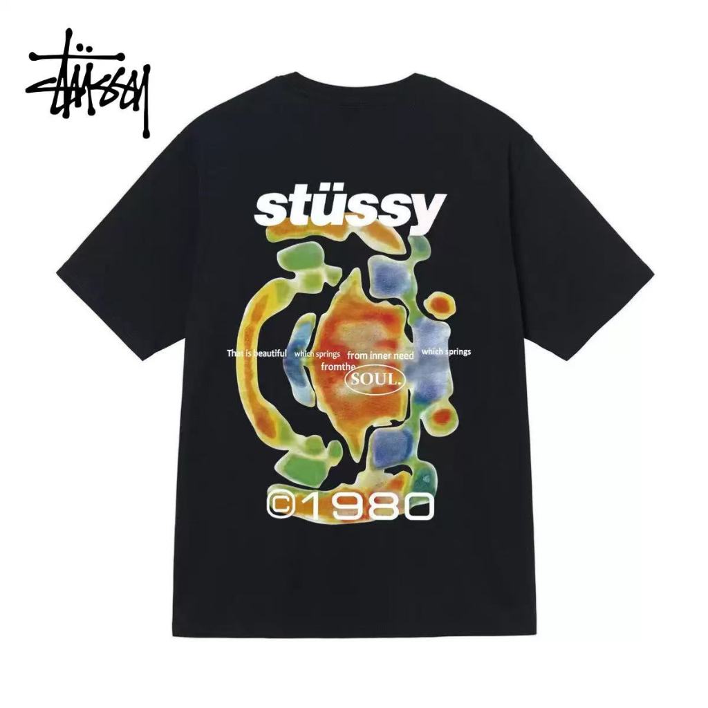 （ Stüssy ）เสื้อยืดแขนสั้นยี่ห้อ STussy รุ่น 2025 และผู้ชาย 230 g เสื้อยืดคุณภาพสูง (1980)