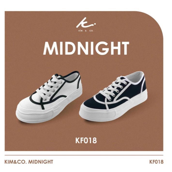 KIM&CO. Midnight (KF018W) รองเท้าผ้าใบกันน้ำแฟชั่นผู้หญิงเสริมส้น สไตล์มินิมอล พื้นนุ่มสบาย ไม่เมื่อย เพิ่มความสูงอีก