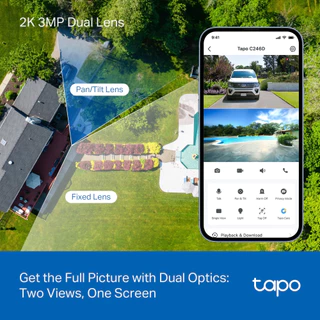 TP-LINK Tapo C246D 3MP+3MP 2K Indoor/Outdoor Dual Lens Pan/Tilt Security Camera [รับประกัน 2 ปี]