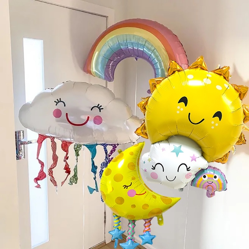 ⛅🌈ส่งไว ลูกโป่งฟอยล์ รุ้ง ก้อนเมฆ พระอาทิตย์ balloon birthday party.🌈⛅