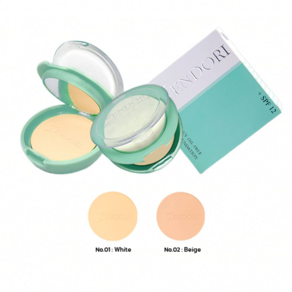 แป้งพัฟ เซนโดริ ยูวี ออยล์ฟรี Zendori Foundation Powder UV Oil-Free เขียว