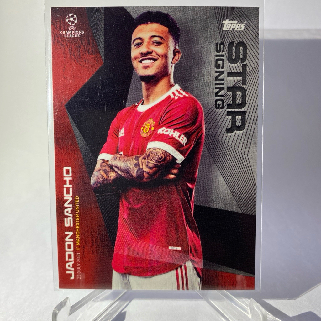 การ์ดนักฟุตบอลสำหรับสะสม JADON SANCHO, MANCHESTER UNITED, STAR SIGNING, TOPPS 2021
