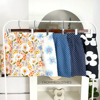 ❤️กระโปรงทรงเอลายจุดผ้ายีนส์ลายดอกไม้XS-5XL