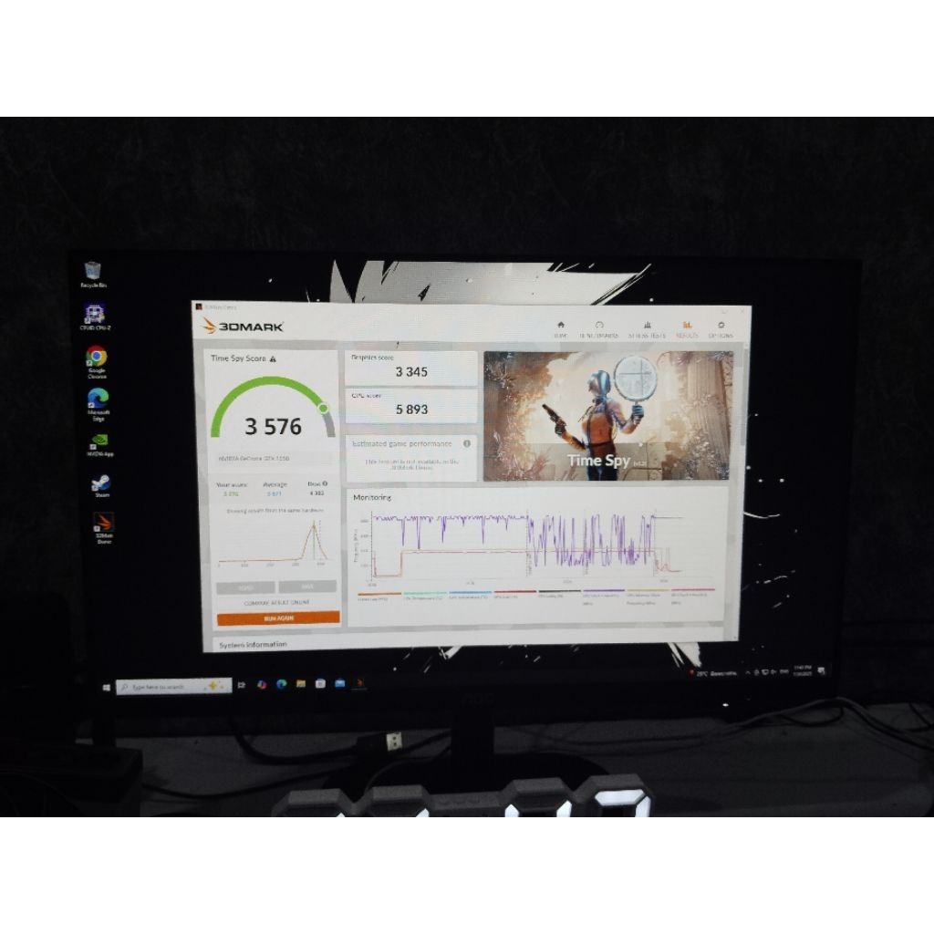 ครบประกอบครบเซ็ตพร้อมเล่นเกมส์สเปคแรงๆ (เครื่อง+จอ+เมาส์คีย์บอร์ด) I3-12100F + GTX 1650 4gb + จอAOC 