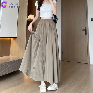Crush กางเกงขาไวด์ ผ้าชีฟ่อนเกาหลี ✨ สบายโปร่ง ใส่สวยเป๊ะ! ขาบานมินิมอล ปังทุกสายปาร์ตี้ สีซอลิดลุคคลีน