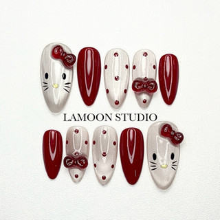 เล็บปลอมเจลแท้ ลายคิตตี้ ‼️พร้อมส่ง‼️ แถมกาว