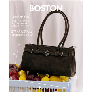 PATH T CHA - (🤎พรีแค่black/espresso) กระเป๋าสะพายBOSTON SUEDE COLLECTION (ใช้ได้2ด้าน)