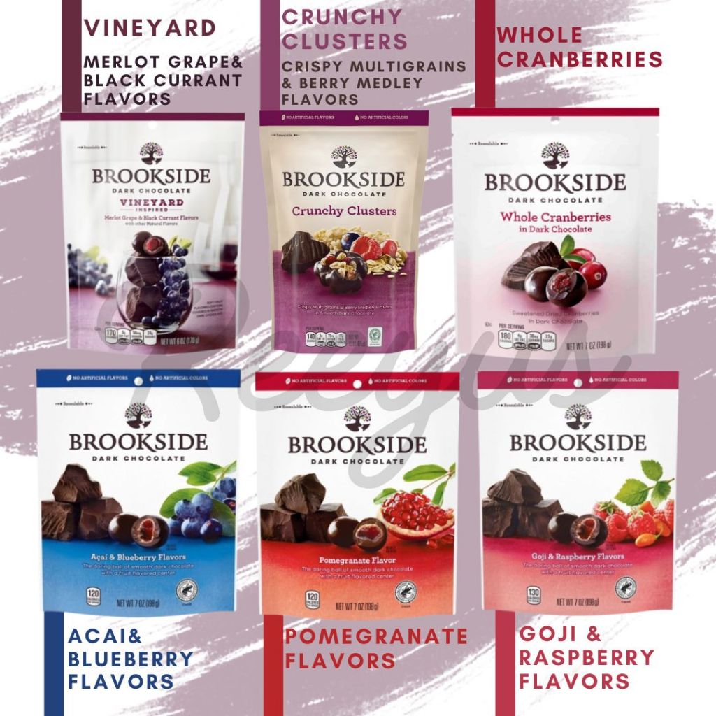 BROOKSIDE ดาร์กช๊อคโกแลต สอดไส้ผลไม้ สินค้าจาก USA น้ำหนัก 198 g มี 6 รสชาติ