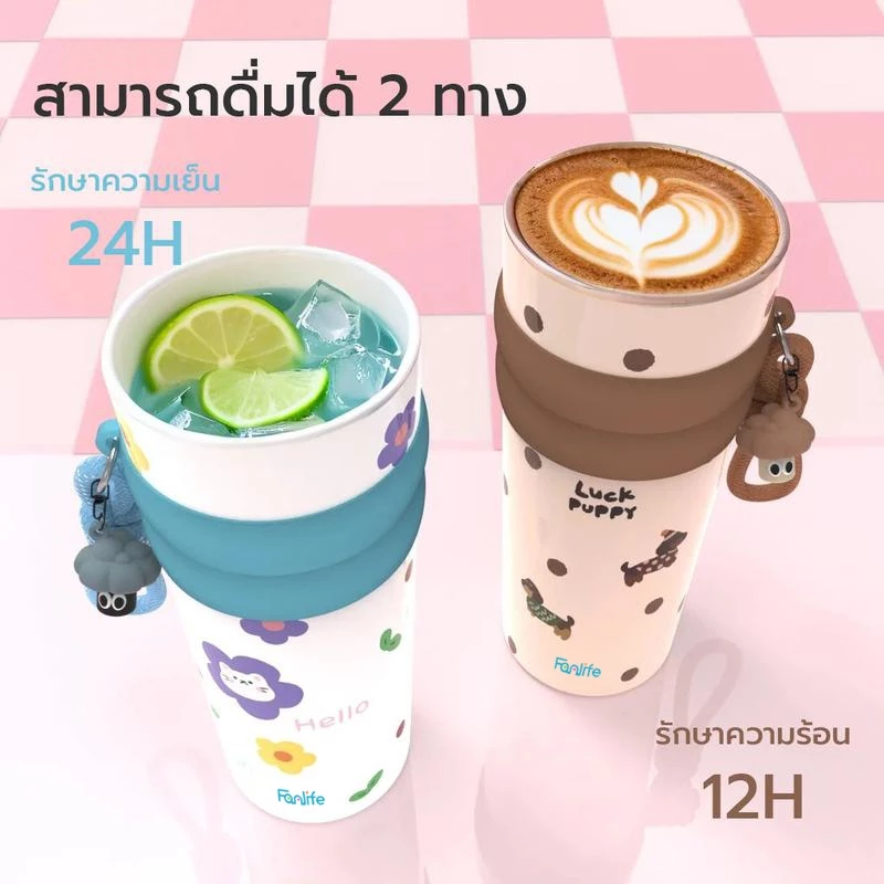 แก้วนํ้าเก็บความเย็น ขนาด 710 มล แก้วเก็บความร้อนสแตนเลส พร้อมฝาหลอดกันฝุ่นและฝาแก้วกันลื่น ออกแบบให้มีหูหิ้วพกพาสะดวก thumbnail 6