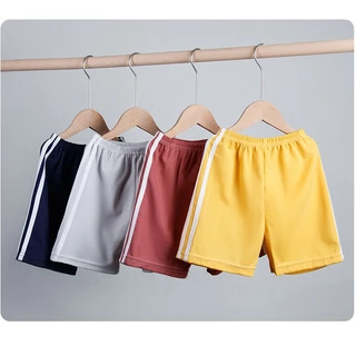 กางเกงขาสั้นเด็ก 2-9 ขวบ ใส่ได้ทั้ง ชาย หญิง แต่งแถบข้าง ผ้าเบา นิ่ม ระบายอากาศ