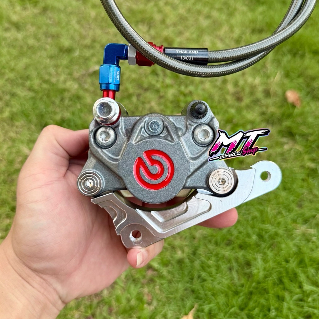 🛵🛵 ปั้มปักข้างโลโก้เเดง งานเหมือน+ขาจับปั้ม+สายถักSwit ครบชุด🔥แถมฟรี น็อตเลสยึดปั้ม 2 ตัว🔥