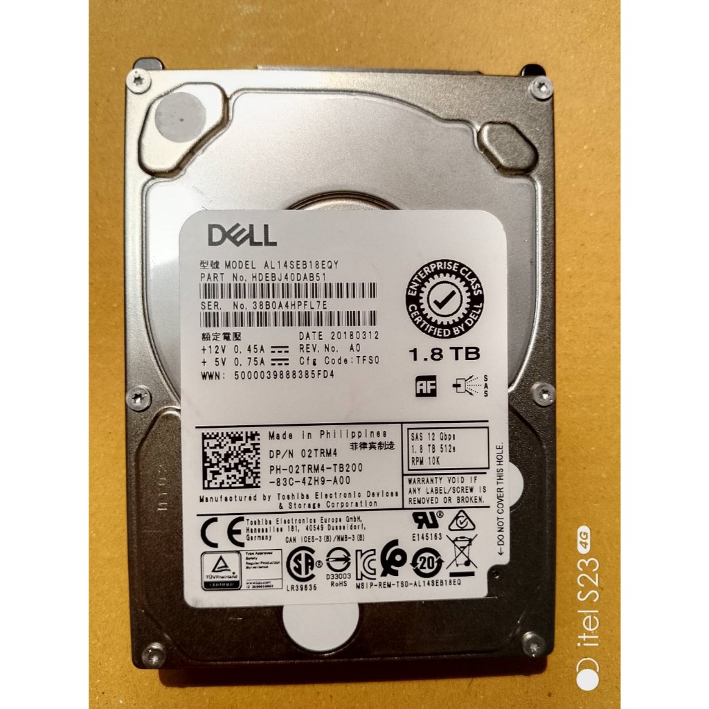 Dell SAS 1.8TB 2.5" 12Gbps 10K Enterprise HDD ฮาร์ดดิส Harddisk 2.5" Hot-plug Drive <2TB