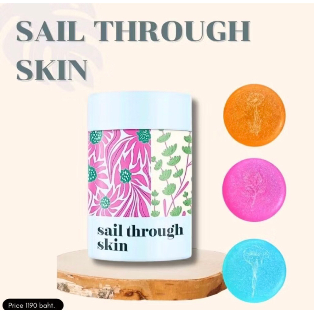 💙🩷🧡ใหม่ล่าสุดsail through skin soap 100gx3สูตร(no box)🔥พร้อมส่ง🔥สบู่VitaminA+Collagen ลดริ้วรอย สบู่Exosome100g. ของแท้