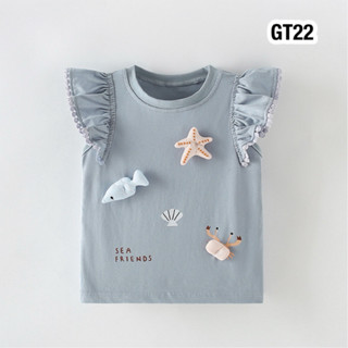 พร้อมส่งจากไทย เสื้อยืดแขนสั้น GT22  ปักลายน่ารัก ผ้าไม่หนา …