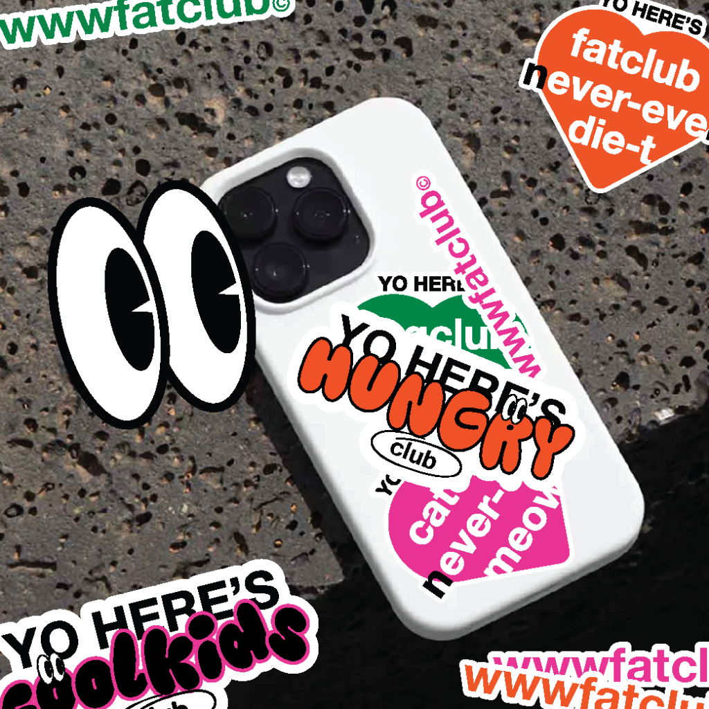 สติกเกอร์เซ็ท yo here fat club สติกเกอร์ไดคัท sticker set sticker dicut ตกแต่ง เคสโทรศัพท์