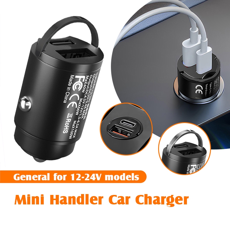 2 In 1 ที่ชาร์จในรถ USB+Type-C ที่ชาร์จโทรศัพท์ในรถยนต์ Car Charger