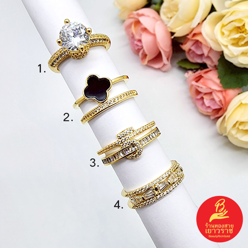 แหวนแฟชั่น สไตส์เกาหลี ฝังเพชร CZ  ไข่มุก รูปใบใบโคลเวอร์ ผีเสื้อ ฟรีไซส์ ปรับขนาดได้ ใส่ในชีวิตประจำวันได้ พร้อมส่ง