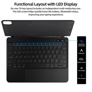 GOOJODOQ แป้นพิมพ์บลูทูธ หน้าจอแสดงผล LED พร้อมตัวยึดแม่เหล็ก Rgb Keyboard For Air4 5 6 Gen10