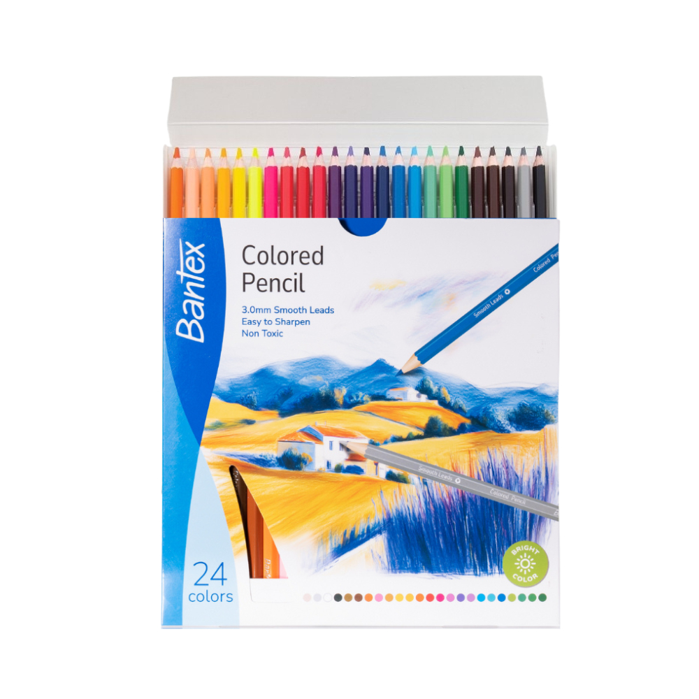 Bantex สีไม้ ดินสอสี แท่งยาว 24 สี  ระบายลื่น เฉดสีธรรมชาติ อุปกรณ์การเรียน ใช้ได้นาน Color pencil