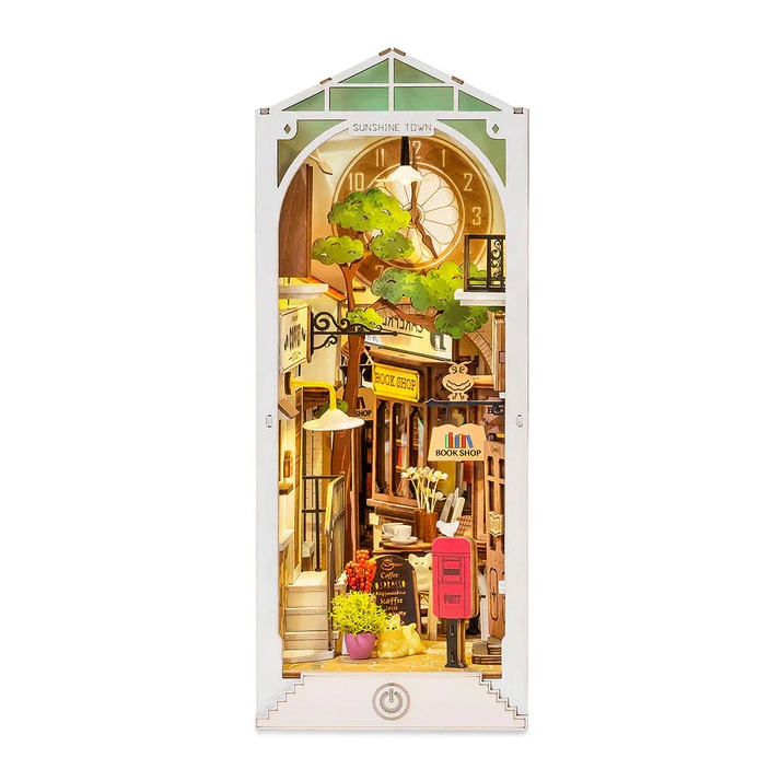 Rolife Book Nook Shelf Insert - TGB02 Sunshine Town ที่กั้นหนังสือ | บ้านตุ๊กตา โมเดลบ้าน ตัวต่อไม้ ของเล่นตัวต่อ