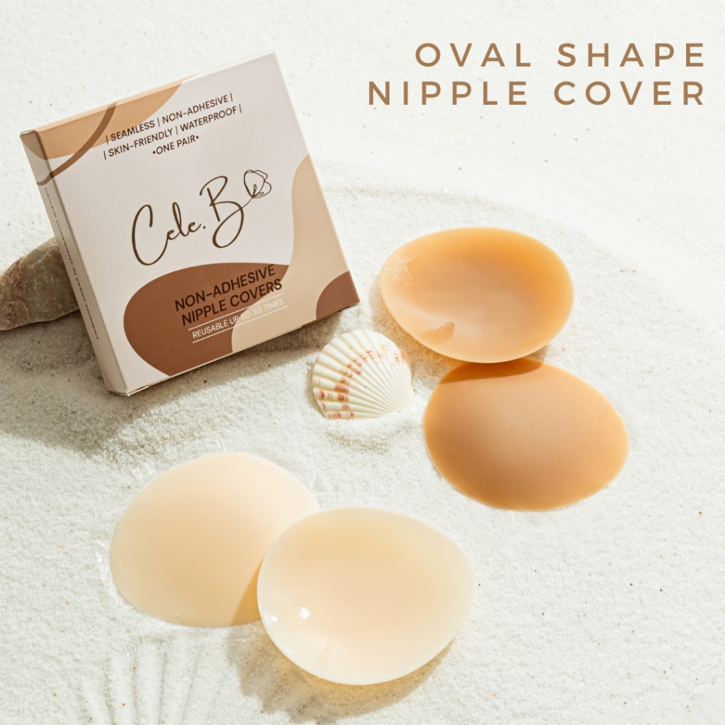 Cele.b ปิดจุก ทรงวงรี Oval shape nipple cover ใส่สบาย ยกกระชับได้เล็กน้อย ใช้งานซ้ำได้หลายครั้ง