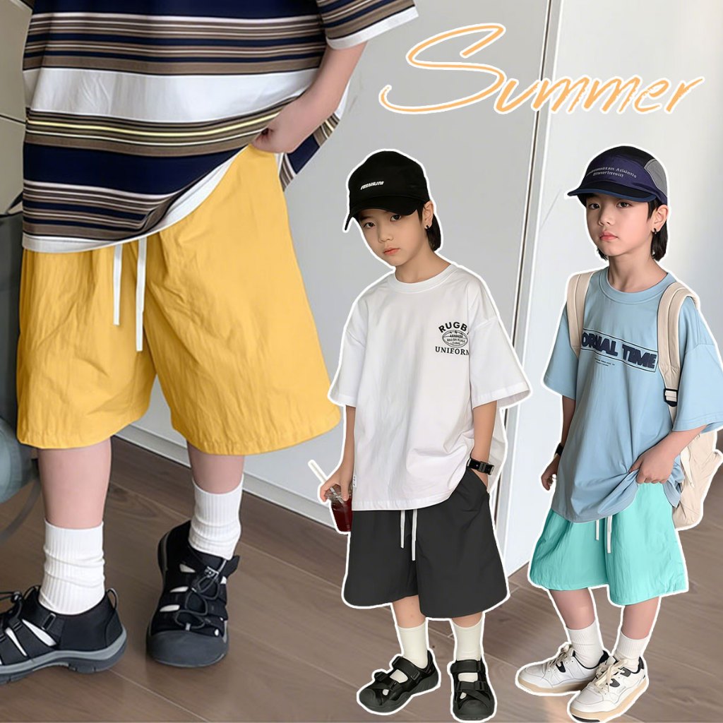 Beryl kids กางเกงขาสั้นเด็ก กางเกงลำลองเด็กผู้ชาย แห้งเร็ว แบบกีฬาและบางหลวม ห้าส่วน ฤดูร้อน อินเทรนด์ หลายสี